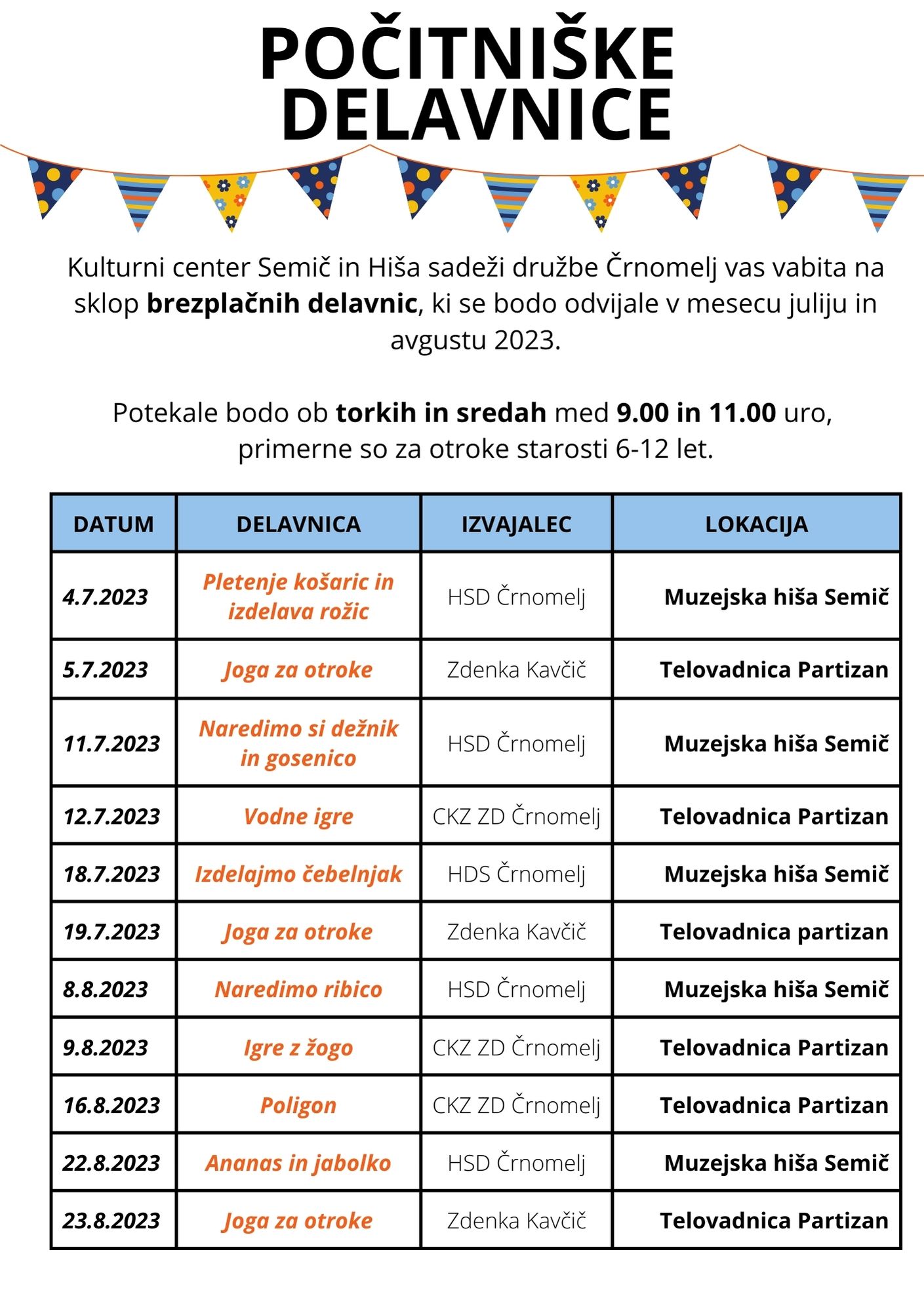 Počitniške delavnice